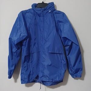 Eddie Bauer Royal Blue Hooded Windbreaker Rain Jacket